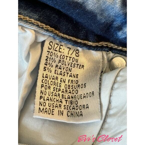 BAMBOO Jeans Distressed 7 8 Skinny With Rhinestones Light Weight Skinny Legs - Picture 9 of 14